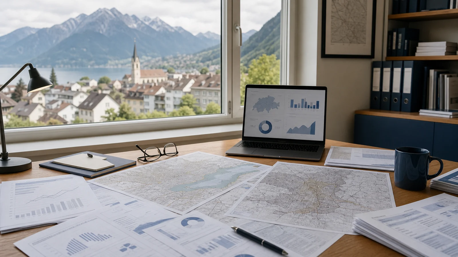Carte et documents de travail pour comparer deux communes immobilières suisses